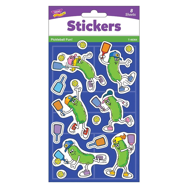 TREND Enterprises® Pickleball Fun! Super Shapes Stickers - Large, 6 Packs of 104