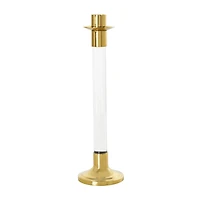 Gold Stainless Steel Candle Holder with Clear Glass Center Set
