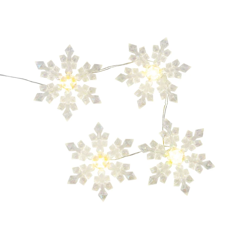 10ct. Warm White LED Iridescent Snowflake String Lights on Silver Wire by Ashland®