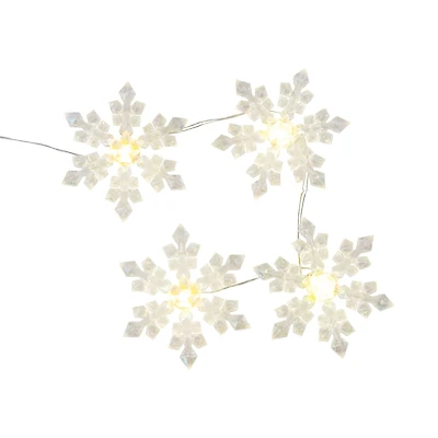 10ct. Warm White LED Iridescent Snowflake String Lights on Silver Wire by Ashland®