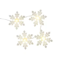 10ct. Warm White LED Iridescent Snowflake String Lights on Silver Wire by Ashland®