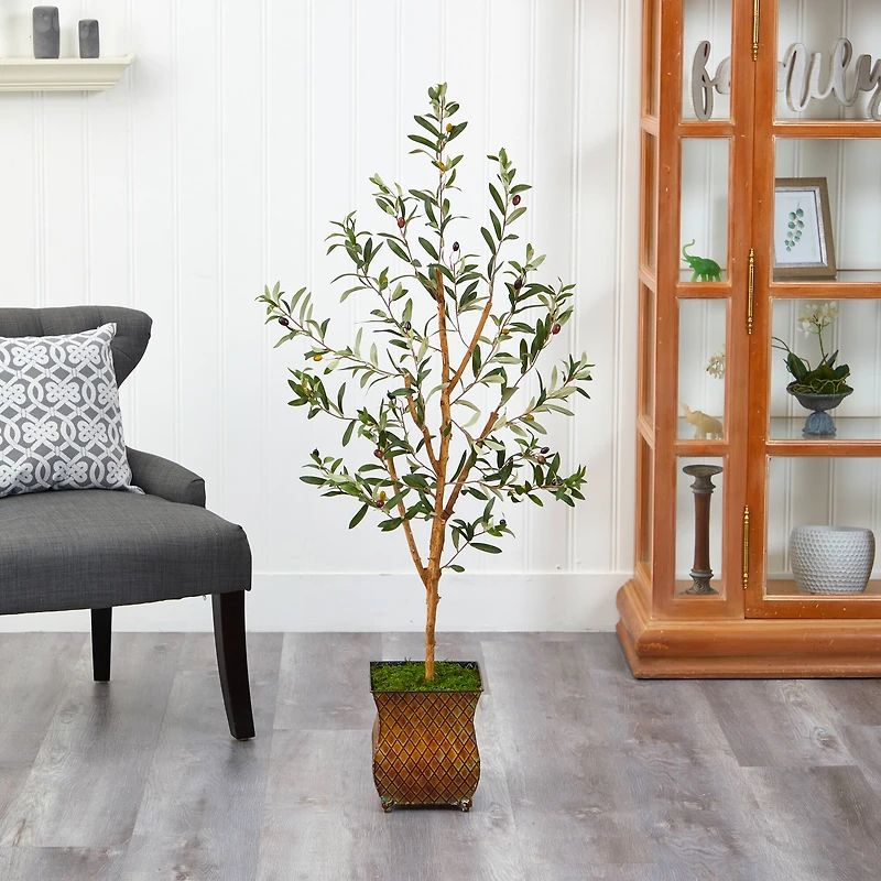 4ft. Olive Artificial Tree in Metal Planter