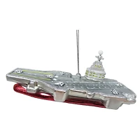 5.75" Glass Aircraft Carrier Ornament by Ashland®
