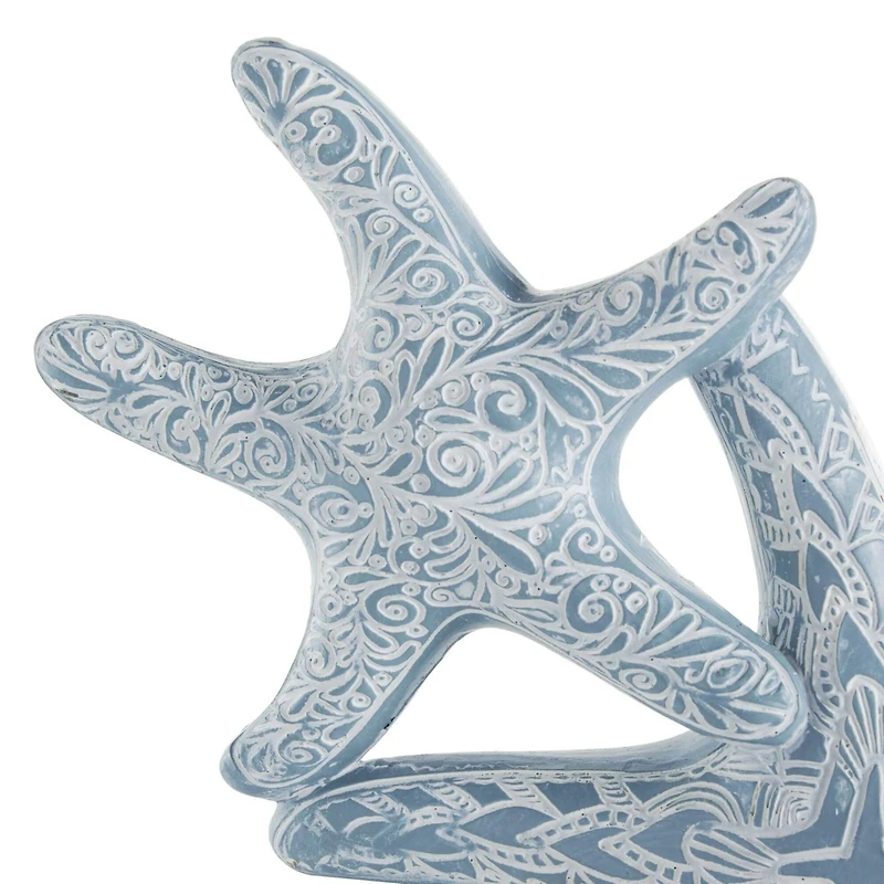 14" Blue Starfish Stacked Sculpture