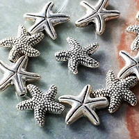 Silver Starfish Mix Metal Beads, 14mm by Bead Landing™