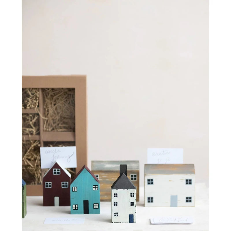 Hello Honey® Hand-Painted Pine Wood House Place Card/Photo Holders with Cards