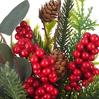 13" Pine, Red Berry & Eucalyptus Bouquet by Ashland®