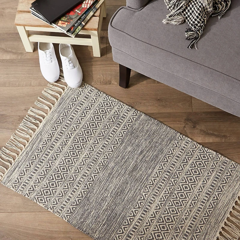 DII® Gray Textured Dobby Hand-Loomed Rug, 2ft. x 3ft.