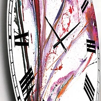 Designart 'Abstract Purple Handpainted Flowers Traditional Wall Clock
