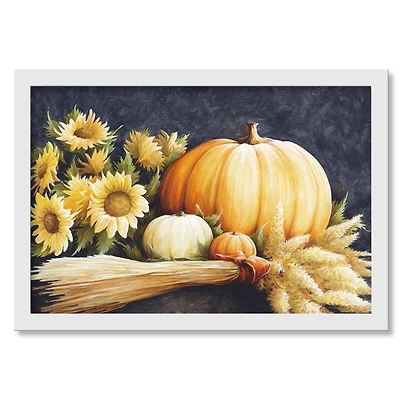 Navy Harvest Still White Framed Print Under Plexiglass