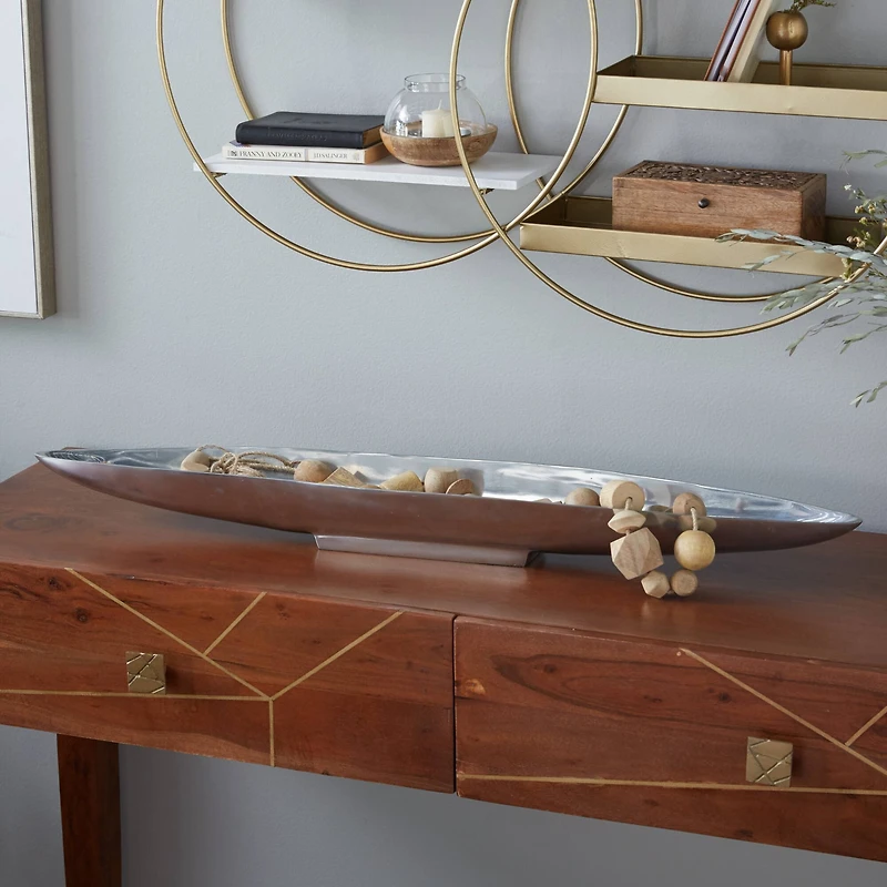 36" Silver Aluminum Modern Boat Tray