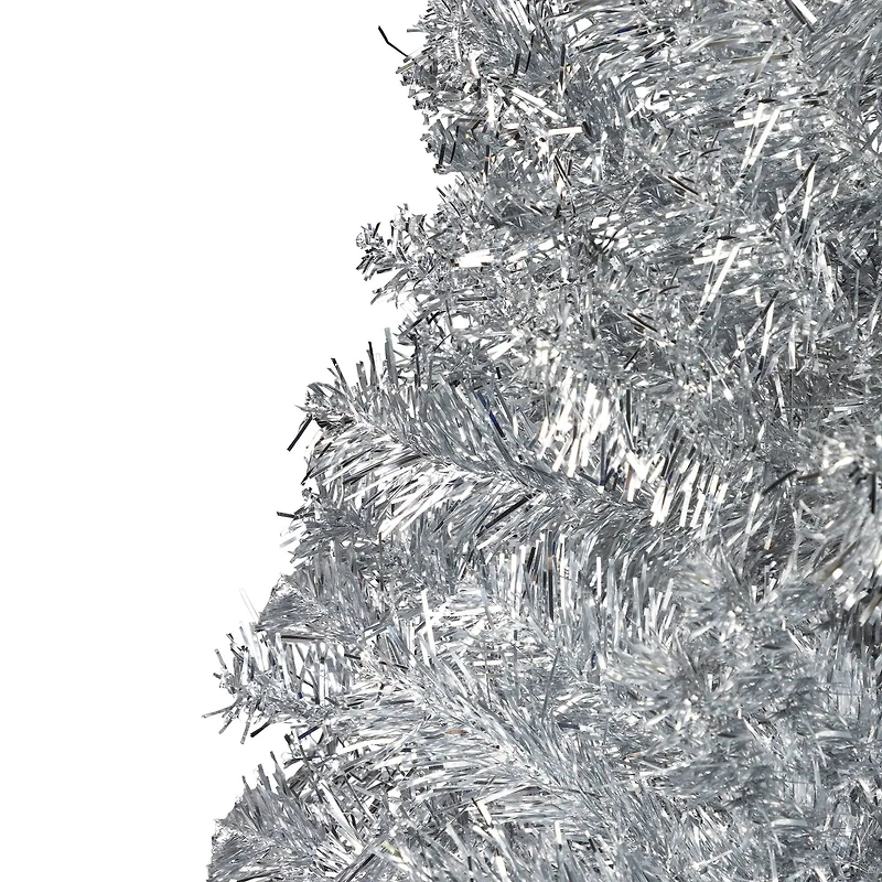 9ft. Unlit Silver Artificial Tinsel Christmas Tree