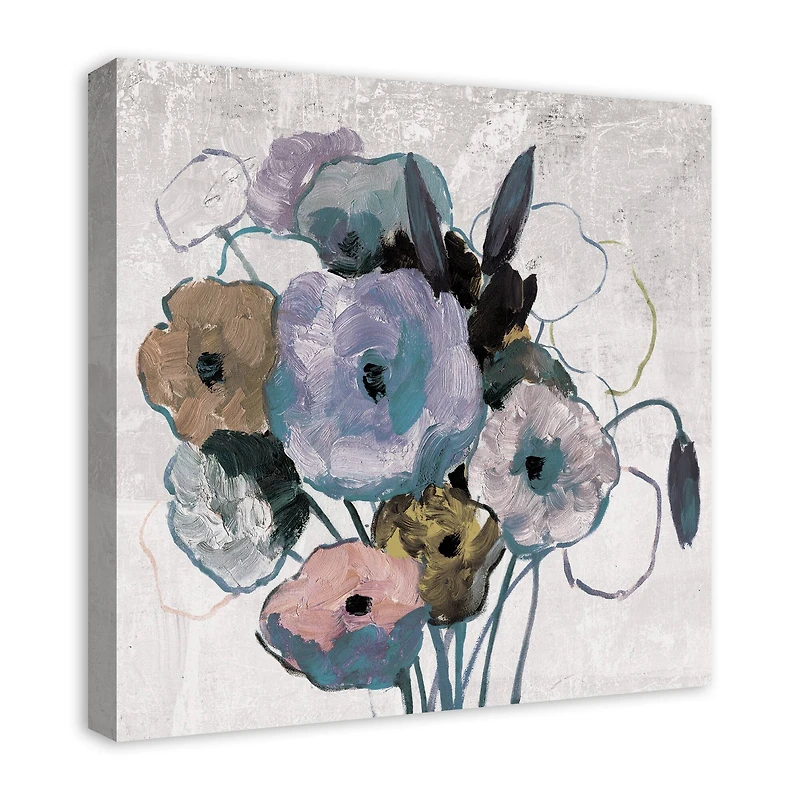 Purple Blue Florals 24" x 24" Canvas Wall Art