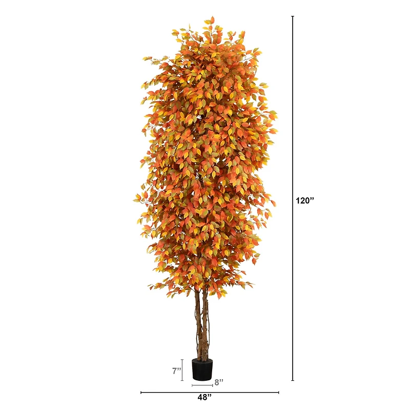 10ft. Potted Artificial Autumn Ficus Tree