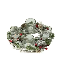 10" Frosted Berries & Branches Votive Candle Holder