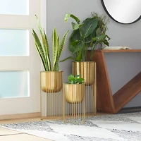 Gold Metal Contemporary Glam Planter Set