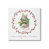 Stupell Industries Holly Jolly Christmas Mouse Canvas Wall Art