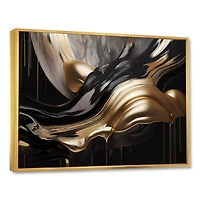 Designart "Gold And Black Captivating Marble Ii" Abstract Marble Framed Wall Decor