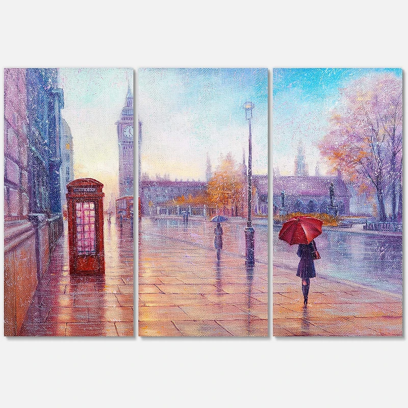 Designart - Big Ben and Woman With Red Umbrella In London