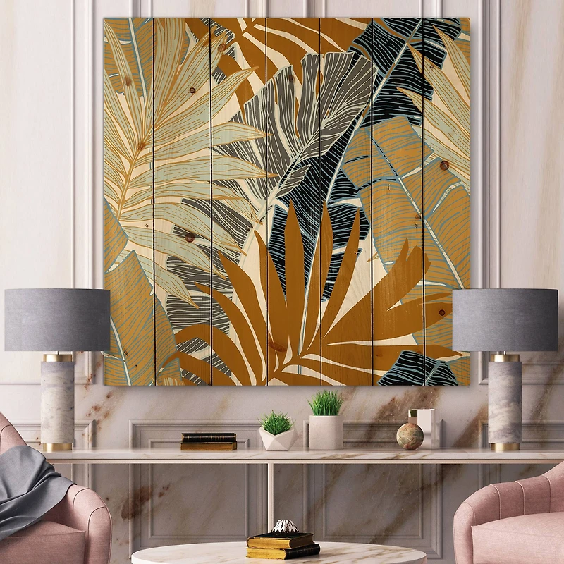 Designart - Abstract Tropical Summer Palm Tree & Banana Leaves
