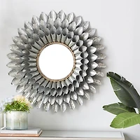 32" Gray Contemporary Galvanized Metal Wall Mirror