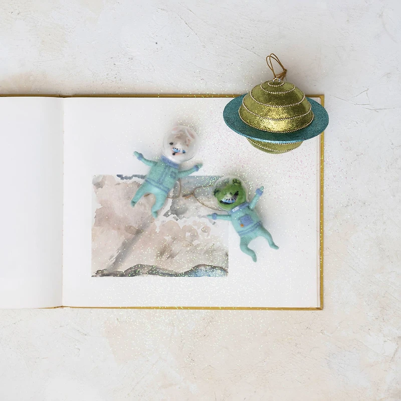 Hello Honey® 5.5" Green Beaded Planet Round Plastic Ornament