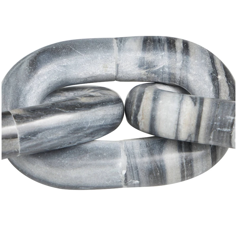 13" Gray Marble Geometric 3-Link Chain Sculpture Décor