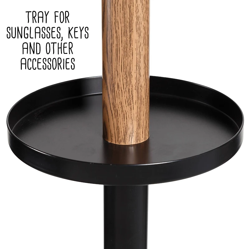 Honey Can Do 70" Brown & Black Freestanding Coat Rack with Tree Design & Accessory Tray