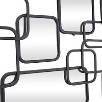 Black Metal Contemporary Abstract Wall Mirror, 46" x 0" x 21"