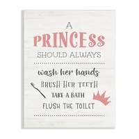 Stupell Industries Princess Bathroom Rules Good Hygiene Phrases Pink Crown Wall Plaque