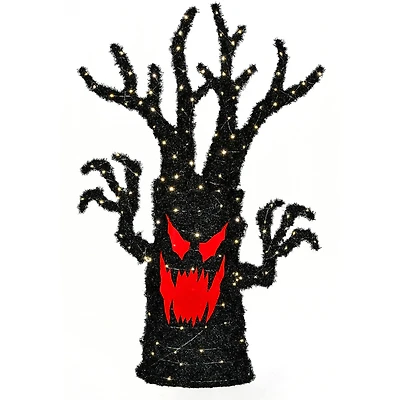 48'' Pre-Lit Frightening Face Halloween Tree