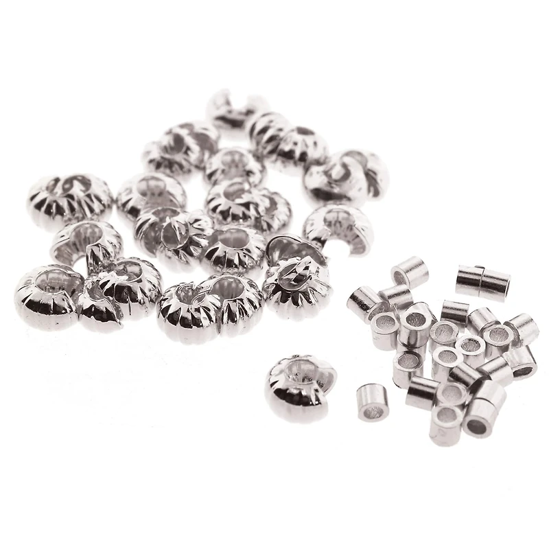 The Beadsmith® Basic Elements™ Silver-Plated Corrugated Crimp Tubes & Covers