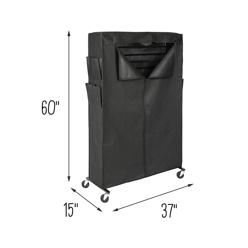 Honey Can Do Black Rolling Shoe Rack & Shoe Rack Cover