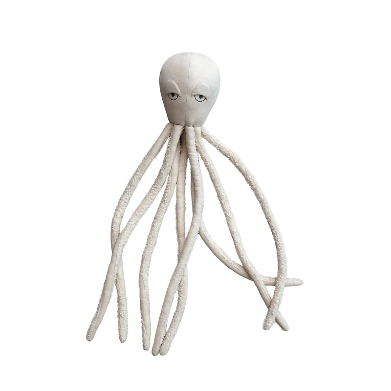 Hello Honey® White Cotton & Linen Octopus-Shaped Pillow