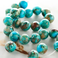 12 Pack:  Sapphire Serpentine Jasper Round Beads, 8mm by Bead Landing™