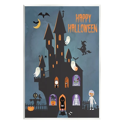 Stupell Industries Happy Halloween Haunted Ghost House Wall Plaque Art