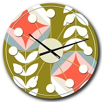 Designart 'Retro Botanical Pattern I Mid-Century Modern Wall Clock