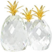 Clear & Gold Crystal Faceted Pineapple Sculpture Set