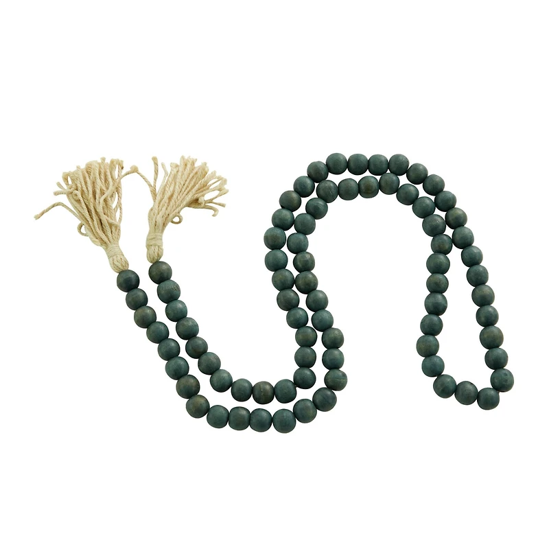 Green Wood Bohemian Bead Garland 81" x 1" x 1"