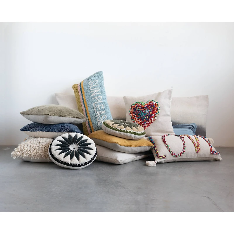 Love Chindi Appliqued Cotton Pillow