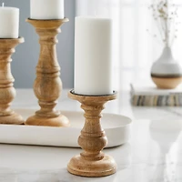 6 Pack: 6" Wood Carved Pillar Candle Holder by Ashland®