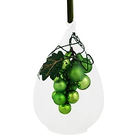 Green Grape Cluster in Glass Cloche Teardrop Ornament