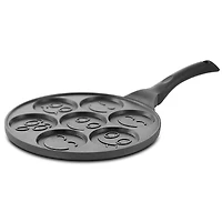 MegaChef 10.5" Happy Face Emoji Aluminum Nonstick Pancake Maker Pan with Cool Touch Handle