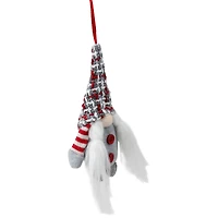 6" Gray & Red Plaid Santa's Helper Gnome Hat Knit Ornament