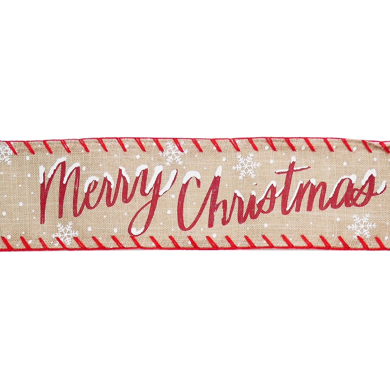 2.5" x 20ft. Merry Christmas Faux Linen Wired Ribbon by Celebrate It®