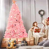Costway 7.5ft. Unlit Pink Full Fir Artificial Christmas Tree