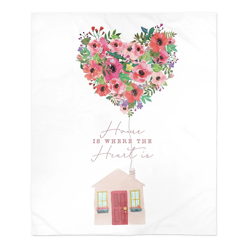 Home Is Where The Heart Is Sherpa Fleece Throw Blanket