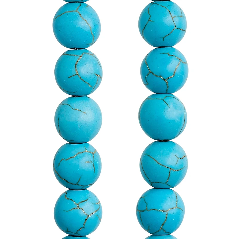 12 Pack:  Turquoise Dyed Howlite Round Beads, 10mm by Bead Landing™