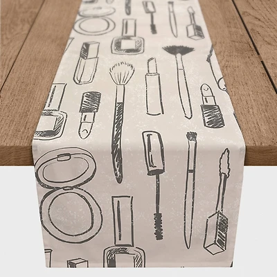 72" Makeup Icons Cotton Twill Table Runner