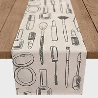 72" Makeup Icons Cotton Twill Table Runner